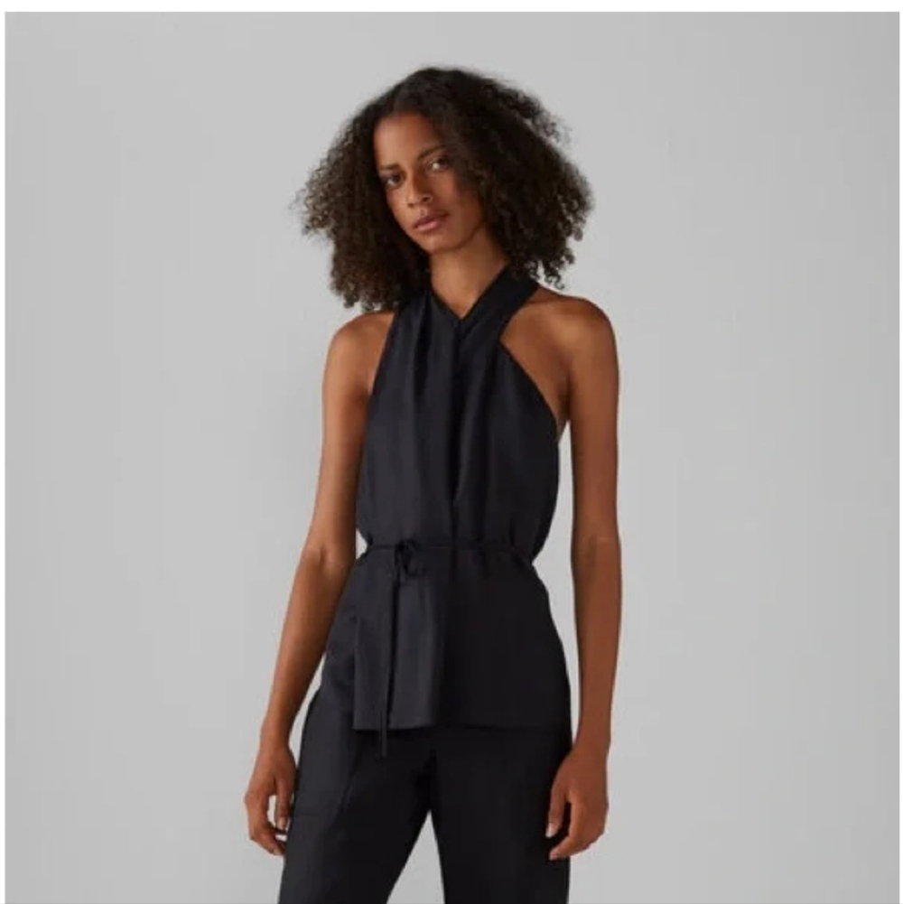 Club Monaco Black Crossover Sleeveless Blouse - Picture 1 of 7